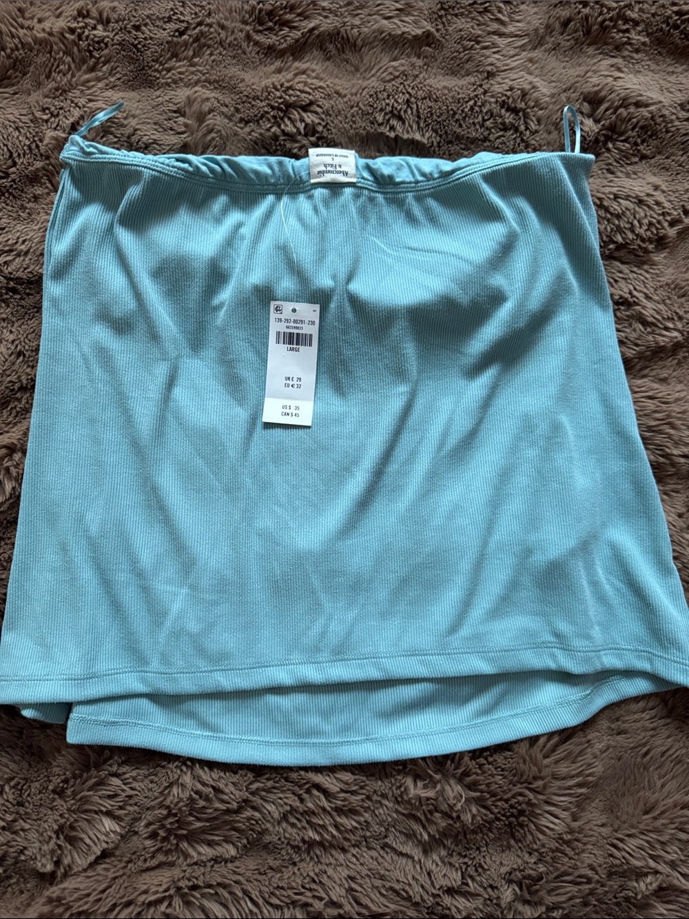 Blue Ribbed Button-Trim strapless top - Picture 4 of 4